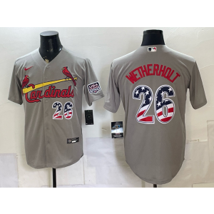 St.Louis Cardinals 26 Wetherholt Grey USA 250 Fourth of July Men Jersey
