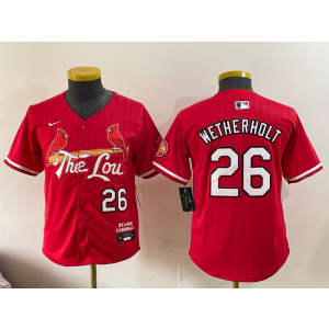 St.Louis Cardinals 26 Wetherholt Red City Cool Base Youth Jersey