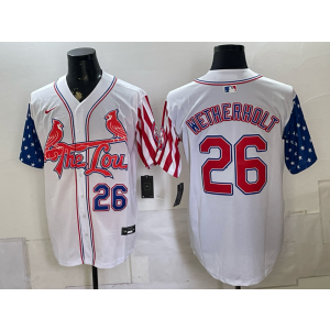 St.Louis Cardinals 26 Wetherholt White USA Flag Men Jersey