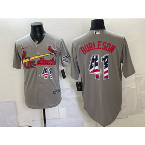 St.Louis Cardinals 41 Burleson Grey USA 250 Fourth of July Men Jersey