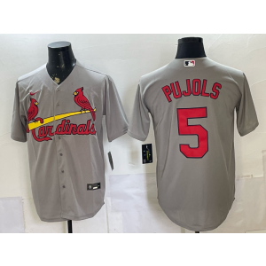 St.Louis Cardinals 5 Pujols Grey Men Jersey