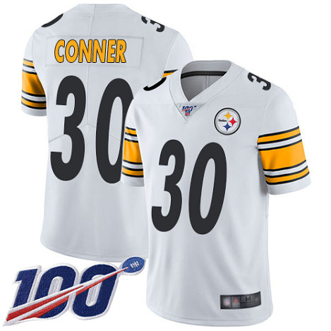 Steelers #30 James Conner White Men's Stitched Football 100th Season Vapor Limited Jersey Steelers #30 James Conner White Men's Stitched Football 100th Season Vapor Limited Jersey