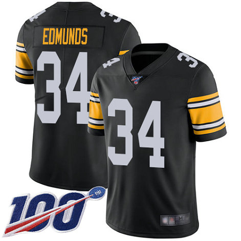 Steelers #34 Terrell Edmunds Black Alternate Men's Stitched Football 100th Season Vapor Limited Jersey Steelers #34 Terrell Edmunds Black Alternate Men's Stitched Football 100th Season Vapor Limited Jersey