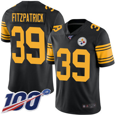 Steelers #39 Minkah Fitzpatrick Black Men's Stitched Football Limited Rush 100th Season Jersey Steelers #39 Minkah Fitzpatrick Black Men's Stitched Football Limited Rush 100th Season Jersey