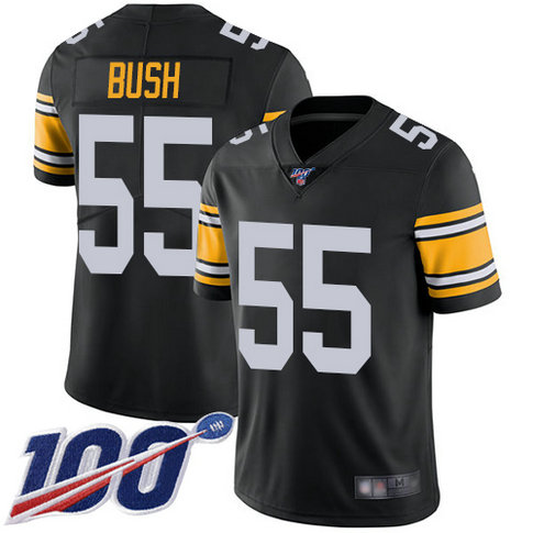 Steelers #55 Devin Bush Black Alternate Men's Stitched Football 100th Season Vapor Limited Jersey Steelers #55 Devin Bush Black Alternate Men's Stitched Football 100th Season Vapor Limited Jersey