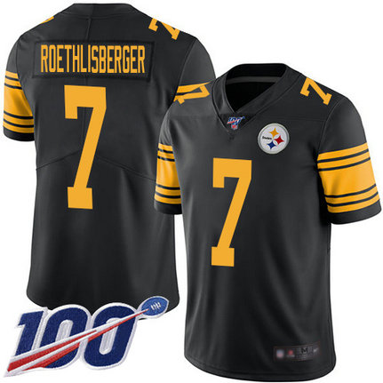 Steelers #7 Ben Roethlisberger Black Men's Stitched Football Limited Rush 100th Season Jersey Steelers #7 Ben Roethlisberger Black Men's Stitched Football Limited Rush 100th Season Jersey