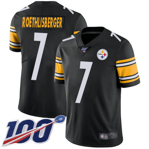 Steelers #7 Ben Roethlisberger Black Team Color Men's Stitched Football 100th Season Vapor Limited Jersey Steelers #7 Ben Roethlisberger Black Team Color Men's Stitched Football 100th Season Vapor Limited Jersey