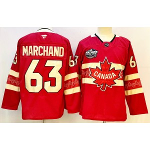 Team Canada 63 Marchand Red 2025 4 Nations Face-Off Premium Men Jersey