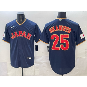 Team Japan Blue Jays 25 Okamoto Navy 2026 World Cup Cool Base Men Jersey