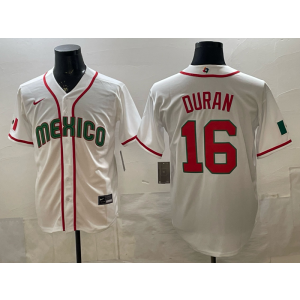 Team Mexico Red Sox 16 Duran White 2026 World Cup Cool Base Men Jersey