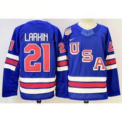 Team USA 21 Larkin Blue New Men Jersey