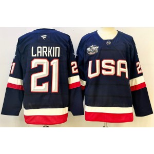 Team USA 21 Larkin Navy 2025 4 Nations Face-Off Premium Men Jersey