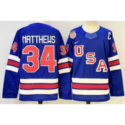 Team USA 34 Matthews Blue New Men Jersey
