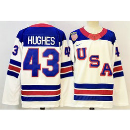 Team USA 43 Hughes White New Men Jersey