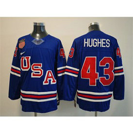 Team USA 43 Quinn Hughes Royal New Men Jersey