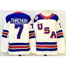 Team USA 7 Brady Tkachuk White New Men Jersey