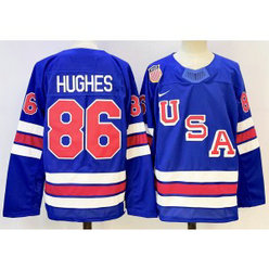 Team USA 86 Hughes Blue New Men Jersey