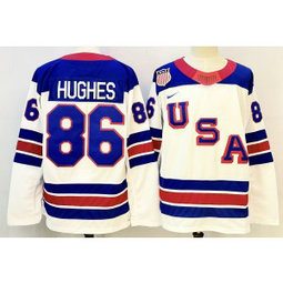 Team USA 86 Hughes White New Men Jersey