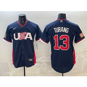 Team USA Milwaukee Brewers 13 Turang Navy 2026 World Cup Cool Base Men Jersey