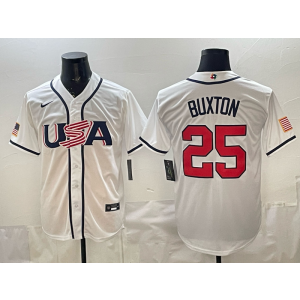 Team USA Minnesota Twins 25 Buxton White 2026 World Cup Cool Base Men Jersey