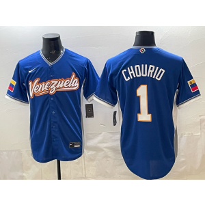 Team Venezuela Brewers 1 Chourio Blue 2026 World Cup Cool Base Men Jersey