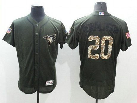 Toronto Blue Jays #20 Josh Donaldson Green Salute To Service 2016 Flexbase Majestic Baseball Jersey