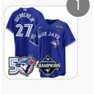 Toronto Blue Jays 27 Vladimir Guerrero Jr. 50th Anniversary & Champion Cool Base Men Jersey