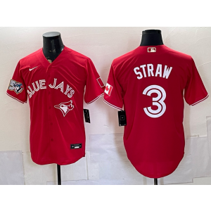 Toronto Blue Jays 3 Myles Straw Red 50th Anniversary Men Jersey