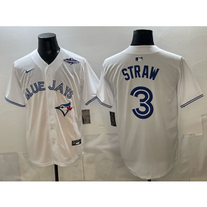 Toronto Blue Jays 3 Myles Straw White Champion Cool Base Men Jersey