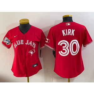 Toronto Blue Jays 30 Kirk Red 50th Anniversary Women Jersey Toronto Blue Jays 30 Kirk Red 50th Anniversary Women Jersey
