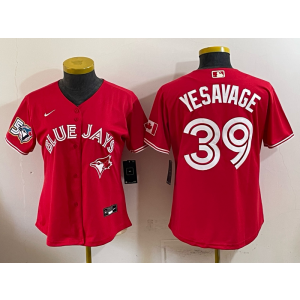 Toronto Blue Jays 39 Yesavage Red 50th Anniversary Women Jersey Toronto Blue Jays 39 Yesavage Red 50th Anniversary Women Jersey
