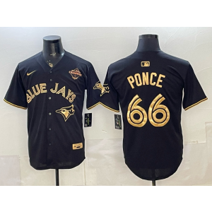 Toronto Blue Jays 66 Ponce Black Gold Champion Cool Base Men Jersey Toronto Blue Jays 66 Ponce Black Gold Champion Cool Base Men Jersey