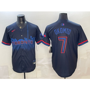 Toronto Blue Jays 7 Kazuma Okamoto Black City Cool Base Men Jersey