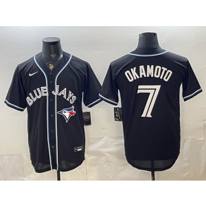 Toronto Blue Jays 7 Okamoto Black Cool Base Men Jersey