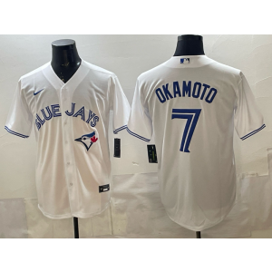 Toronto Blue Jays 7 Okamoto White Cool Base Men Jersey