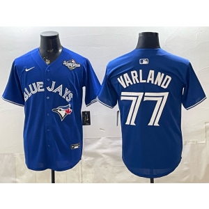 Toronto Blue Jays 77 Louis Varland Blue World Series Cool Base Men Jersey Toronto Blue Jays 77 Louis Varland Blue World Series Cool Base Men Jersey