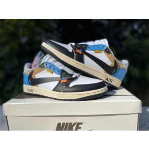 Travis Scott x OFF-WHITE x Nike Air Jordan 1 Blue Shoes