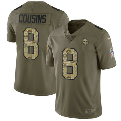 Vikings #8 Kirk Cousins Olive-Camo Men's Stitched Football Limited 2017 Salute to Service Jersey Vikings #8 Kirk Cousins Olive-Camo Men's Stitched Football Limited 2017 Salute to Service Jersey