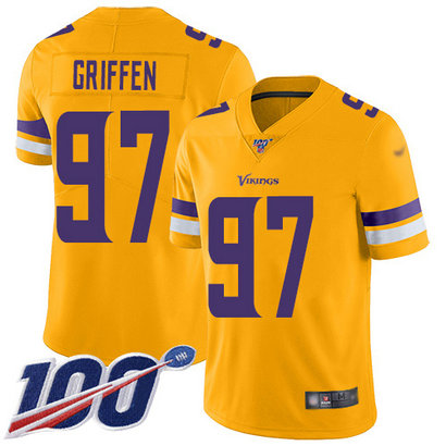 Vikings #97 Everson Griffen Gold Men's Stitched Football Limited Inverted Legend 100th Season Jersey Vikings #97 Everson Griffen Gold Men's Stitched Football Limited Inverted Legend 100th Season Jersey
