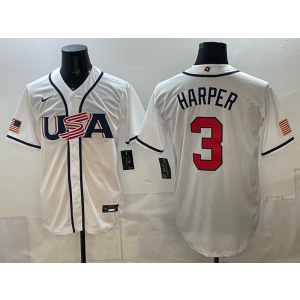 Washington Nationals 34 Bryce Harper White World Cup Cool Base Men Jersey