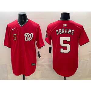 Washington Nationals 5 Abrams Red Cool Base Men Jersey