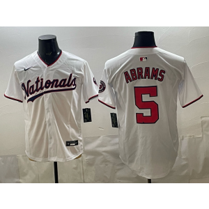 Washington Nationals 5 Abrams White Cool Base Men Jersey