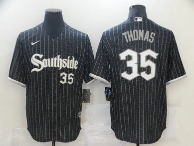 White Sox 35 Frank Thomas Black 2021 City Connect Cool Base Jersey