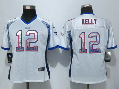 Women's Buffalo Bills #12 Jim Kelly Retired Player White Drift Fashion NFL Nike Jersey Women's Buffalo Bills #12 Jim Kelly Retired Player White Drift Fashion NFL Nike Jersey
