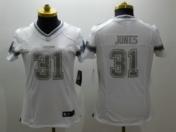 Women's Dallas Cowboys #31 Byron Jones White Platinum NFL Nike Limited Jersey Women's Dallas Cowboys #31 Byron Jones White Platinum NFL Nike Limited Jersey