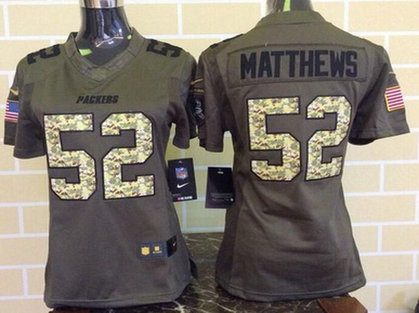 Women's Green Bay Packers #52 Clay Matthews Green Salute to Service 2015 NFL Nike Limited Jersey Women's Green Bay Packers #52 Clay Matthews Green Salute to Service 2015 NFL Nike Limited Jersey