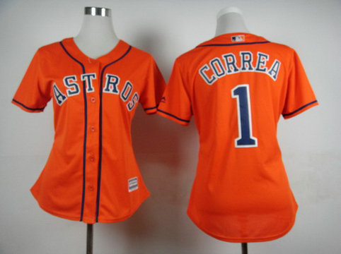 Women's Houston Astros #1 Carlos Correa Alternate Orange 2015 MLB Cool Base Jersey Women's Houston Astros #1 Carlos Correa Alternate Orange 2015 MLB Cool Base Jersey