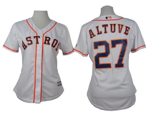 Women's Houston Astros #27 Jose Altuve White Jersey Women's Houston Astros #27 Jose Altuve White Jersey