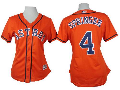 Women's Houston Astros #4 George Springer Orange Jersey Women's Houston Astros #4 George Springer Orange Jersey