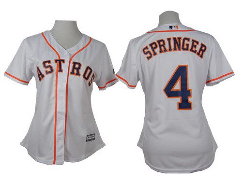 Women's Houston Astros #4 George Springer White Jersey Women's Houston Astros #4 George Springer White Jersey